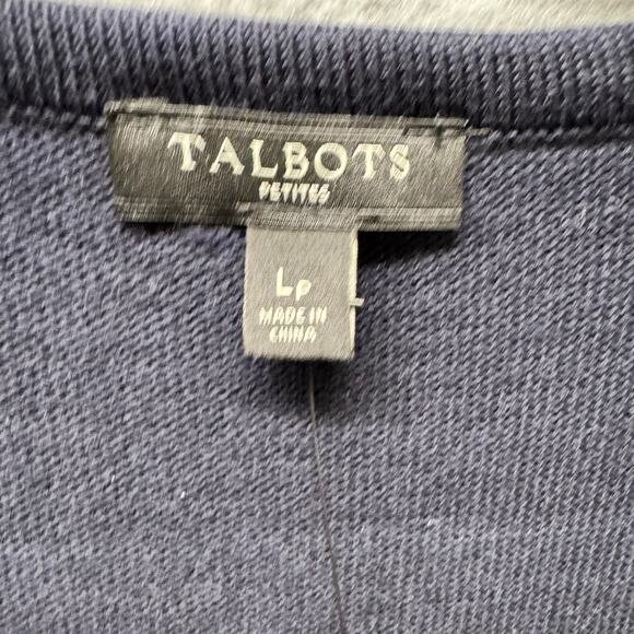 Talbots Sweater Womens Petite Large Lp Blue Cardigan Strawberry Embroidered NEW - Picture 2 of 8